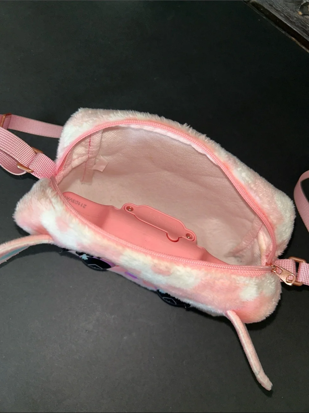 Kids Pink Plush Animal Crossbody Bag - Unbranded